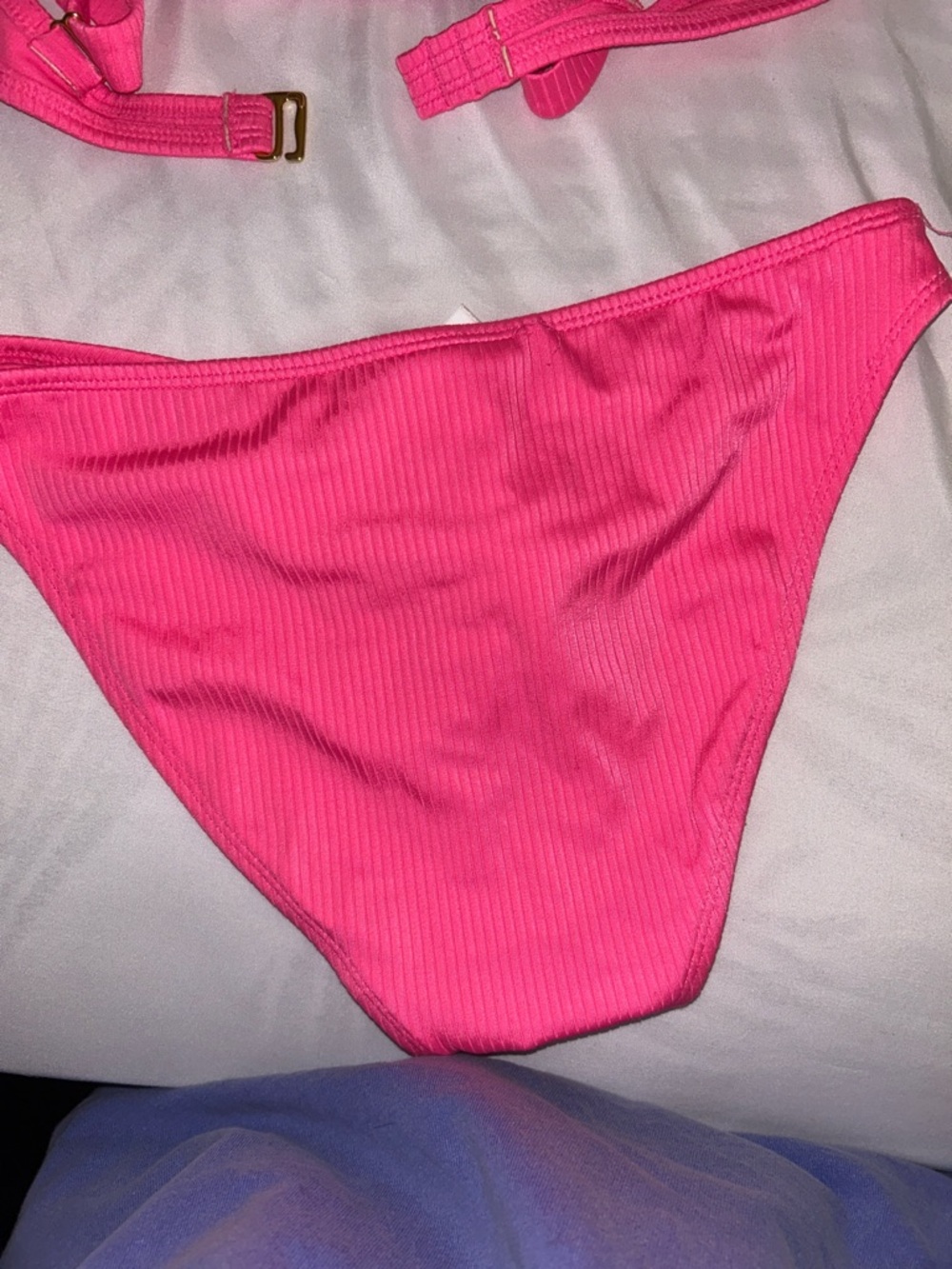 Hot Pink Ribbed Bikini Set - Picture 2 of 6